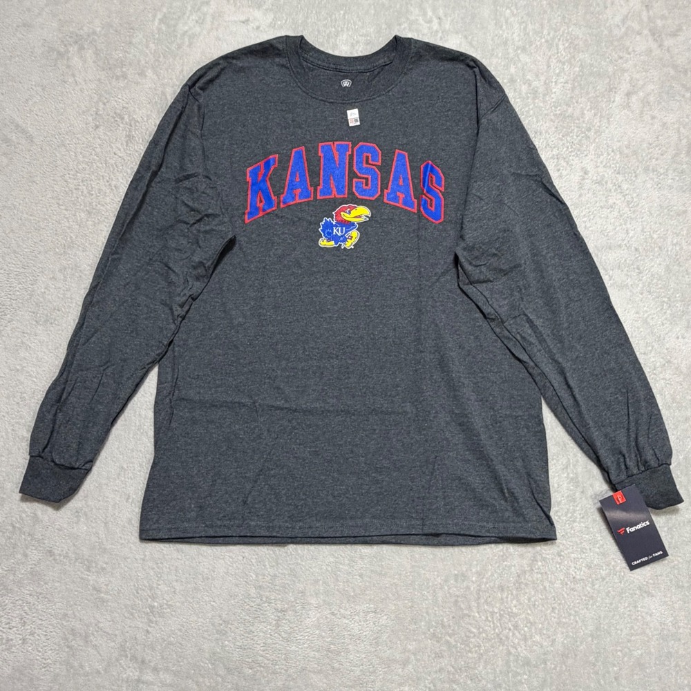 Top of the World Kansas Jayhawks Shirt Mens Large Gray NCAA Fanatics Long Sleeve - Picture 3 of 8
